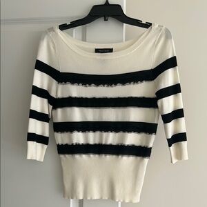 WHBM Black and White 3/4 Sleeve Striped Sweater. Size XS